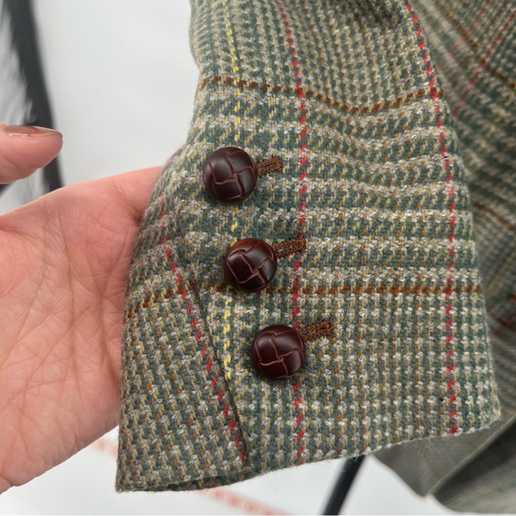 Bogner Vintage Wool and Cashmere Green Tweed Long Blazer Jacket Size 6 - Picture 12 of 13
